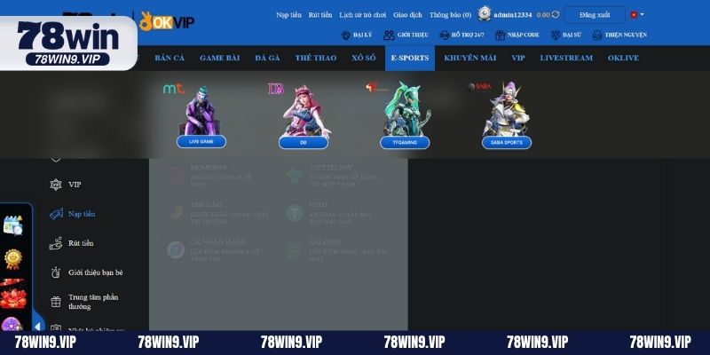 Hướng dẫn cụ thể cách nạp tiền 78WIN một cách an toàn