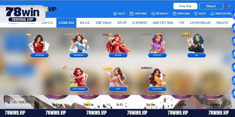 Top game không nên bỏ lỡ khi đến với game bài 78Win 